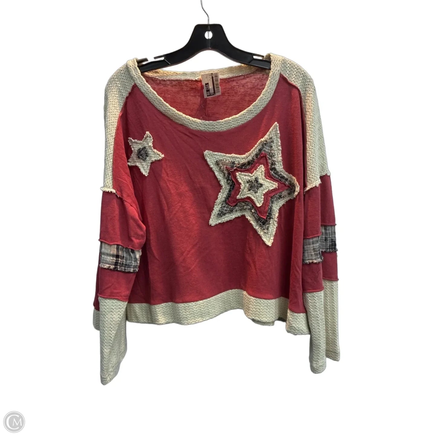Top Long Sleeve By Pol In Red & Tan, Size: S