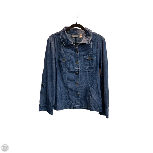 Jacket Denim By Chicos In Blue, Size: M