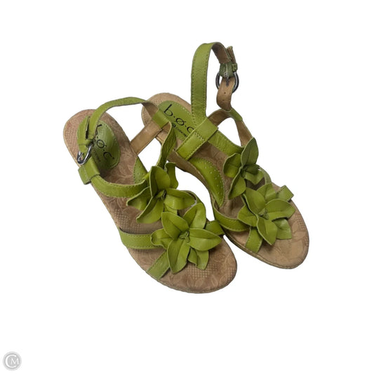 Sandals Heels Wedge By Boc In Green, Size: 7
