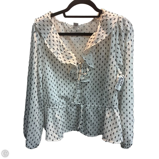 Blouse Long Sleeve By Old Navy In Polkadot Pattern, Size: L