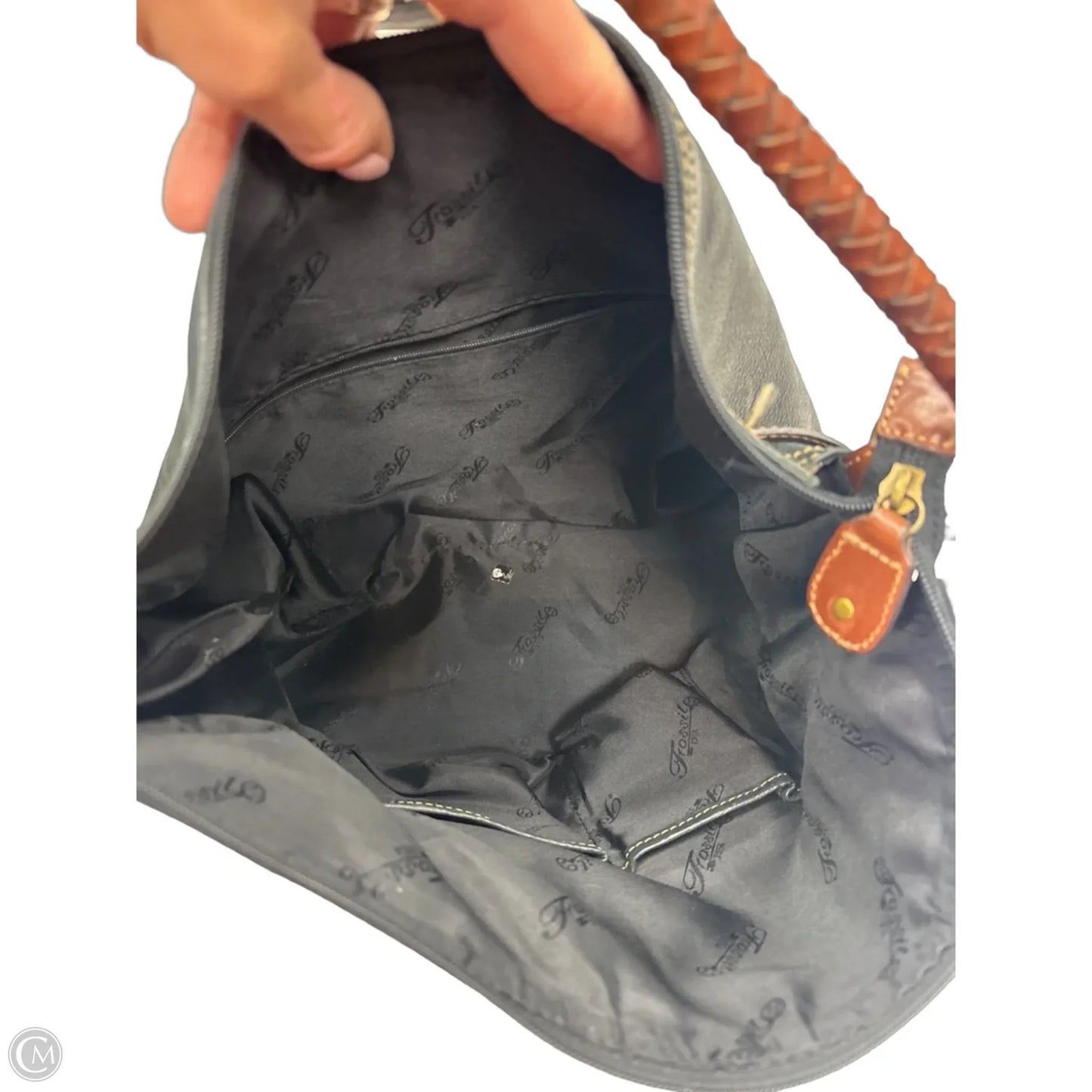 Handbag Leather By Fossil, Size: Medium
