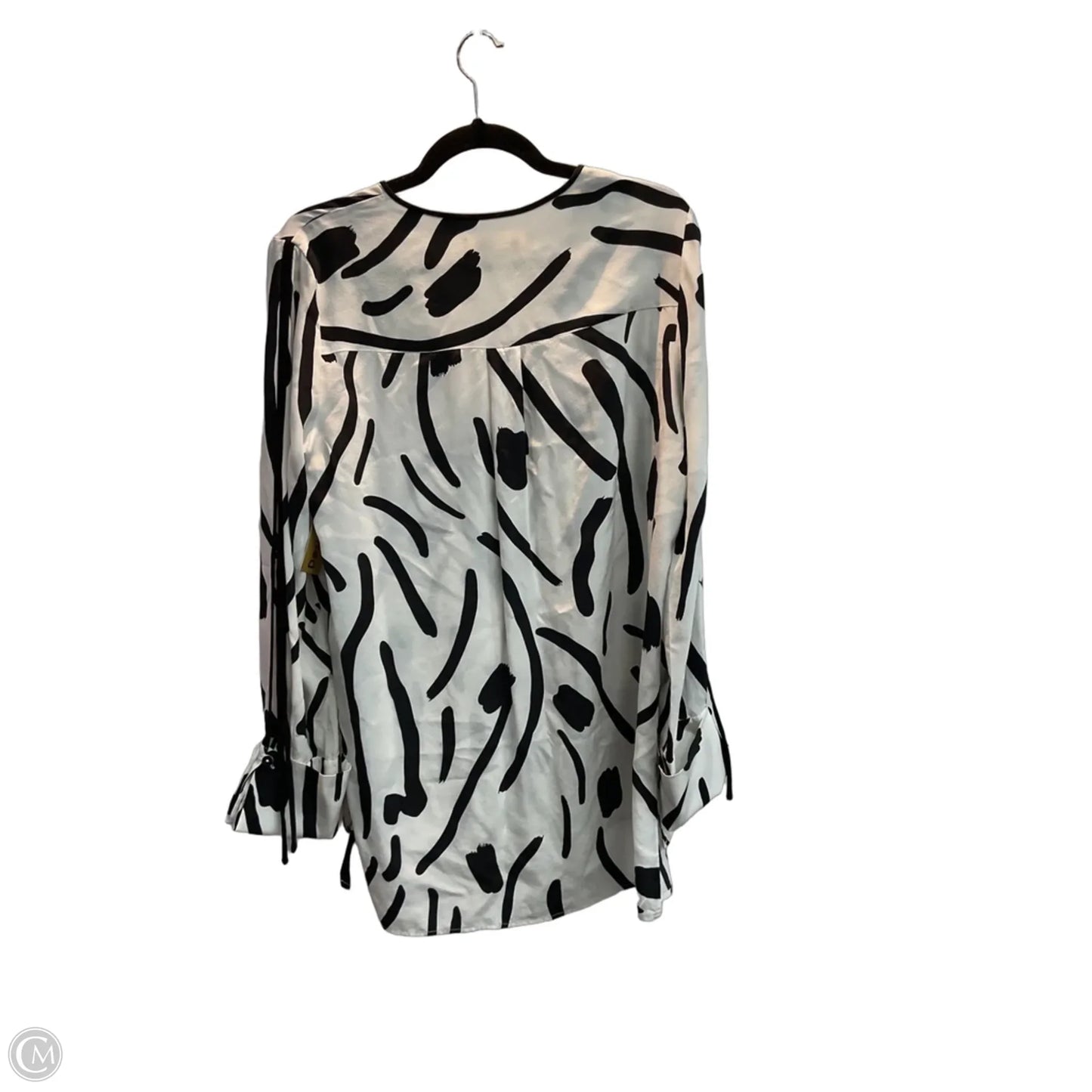 Blouse Designer By Diane Von Furstenberg In Black & Cream, Size: L