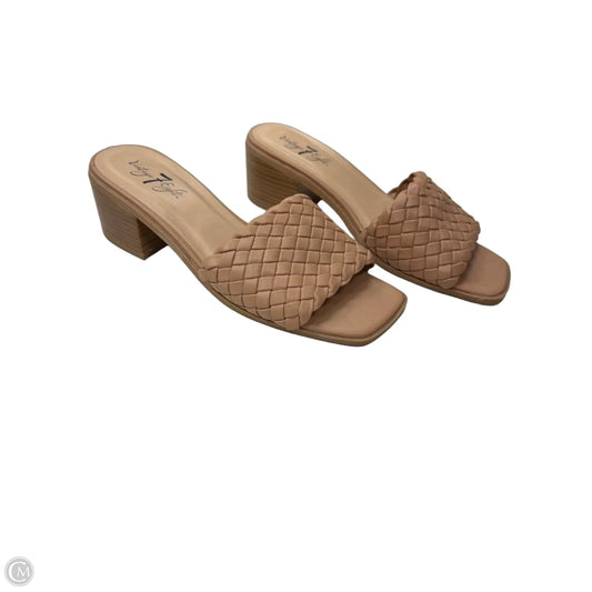 Sandals Heels Block By Clothes Mentor In Tan, Size: 8