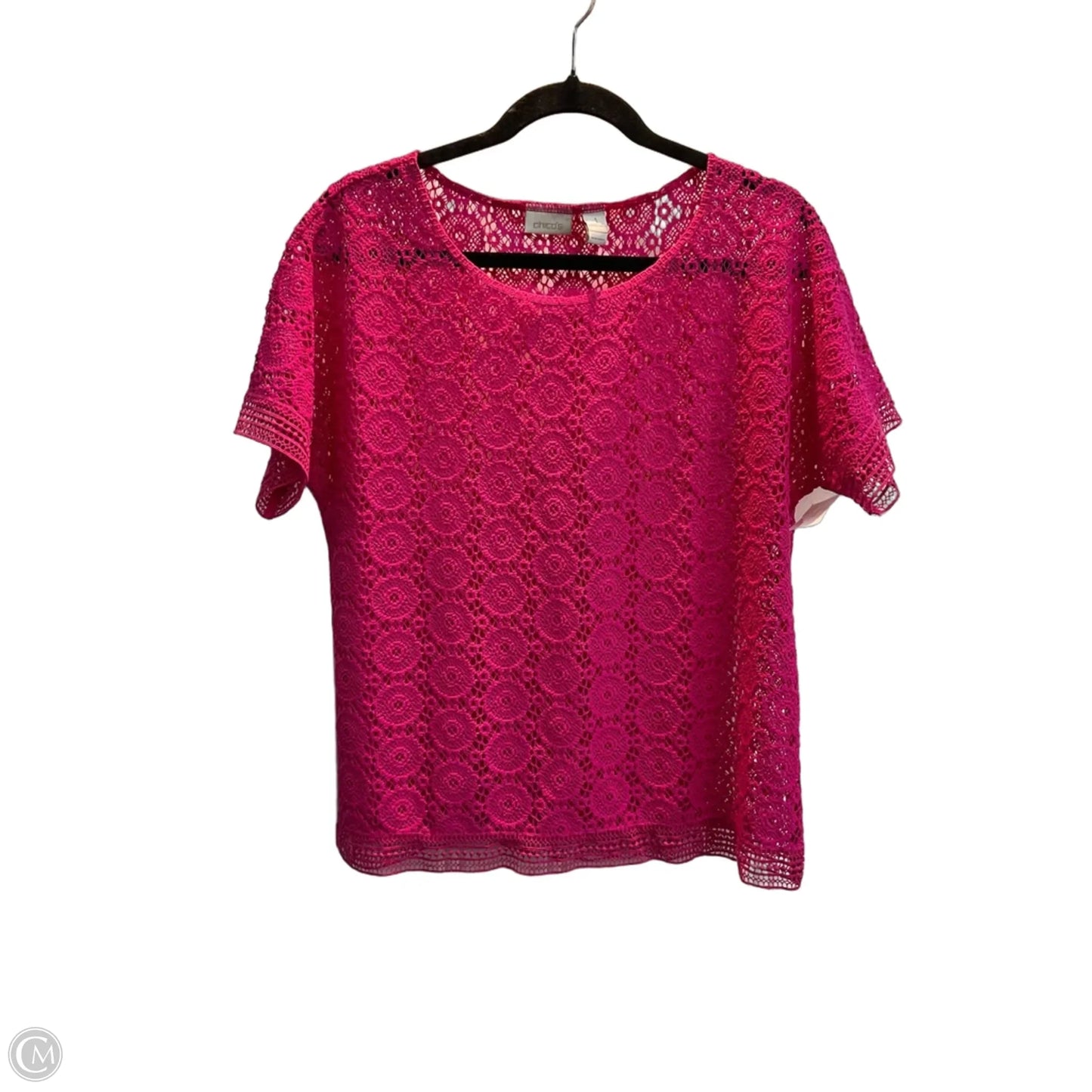 Top Short Sleeve By Chicos In Pink, Size: M