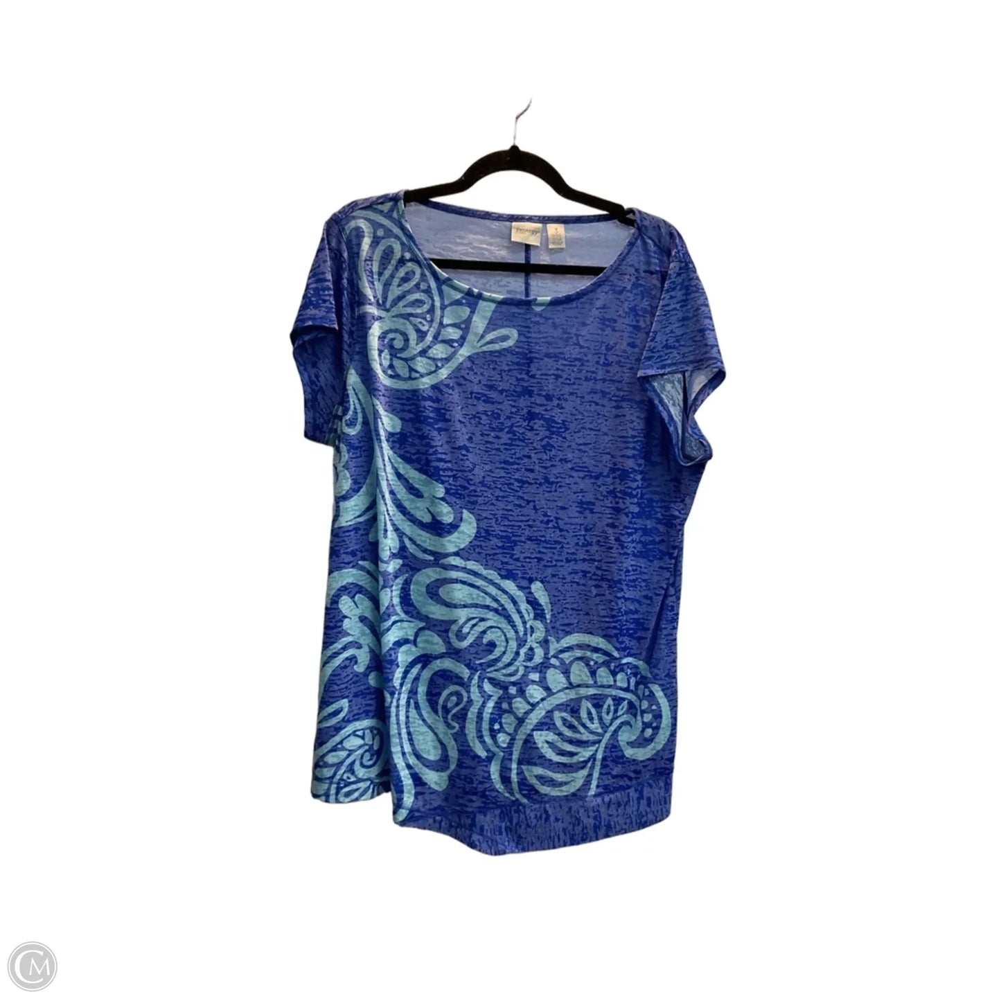 Top Short Sleeve By Zenergy By Chicos In Blue, Size: Xl