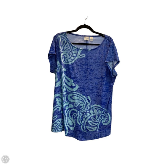 Top Short Sleeve By Zenergy By Chicos In Blue, Size: Xl