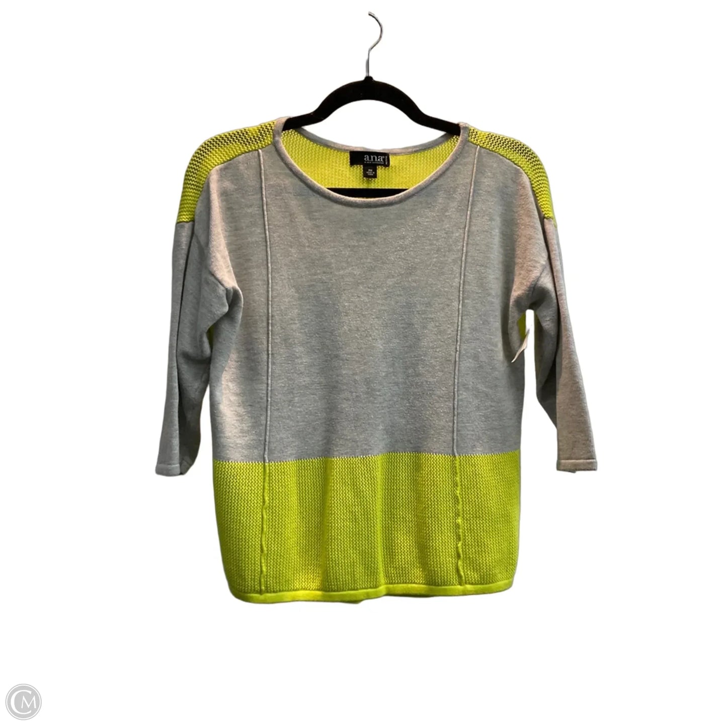 Top Long Sleeve By Ana In Grey & Yellow, Size: Mp