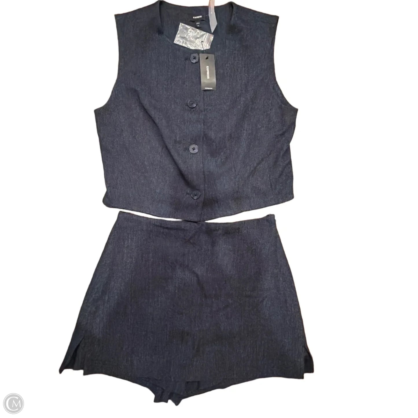 Skort 2pc Set By Express In Blue Denim, Size: Xs