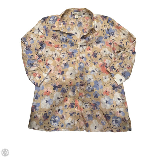 Top 3/4 Sleeve By Coldwater Creek In Floral Print, Size: S