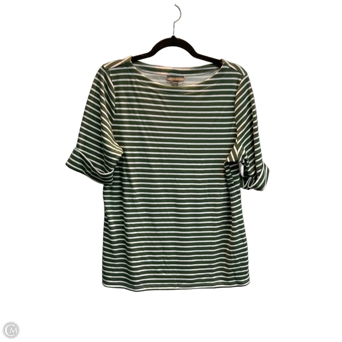 Top Short Sleeve Basic By Style And Company In Striped Pattern, Size: L