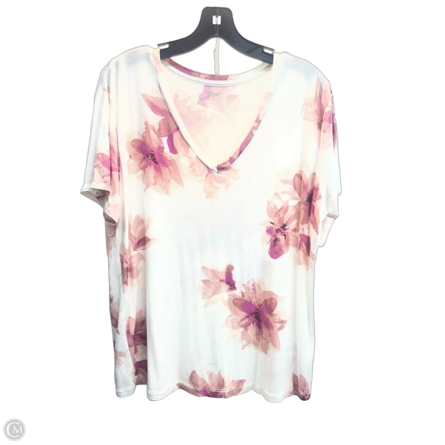 Top Short Sleeve By Nine West In Floral Print, Size: L
