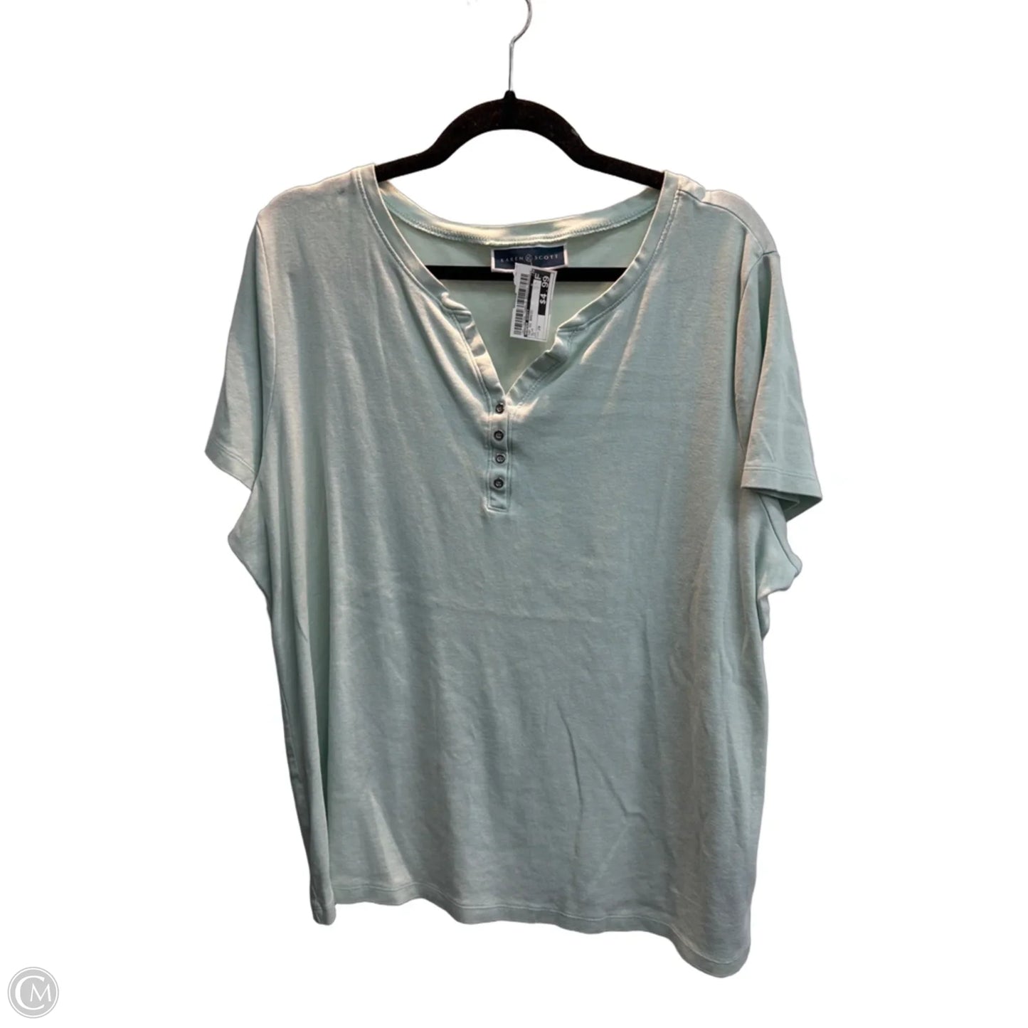 Top Short Sleeve Basic By Karen Scott In Blue, Size: 2x