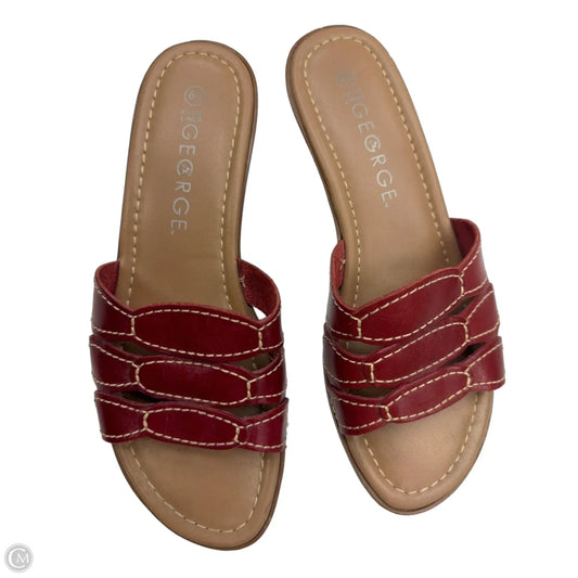 Sandals Heels Block By George In Red, Size: 6.5