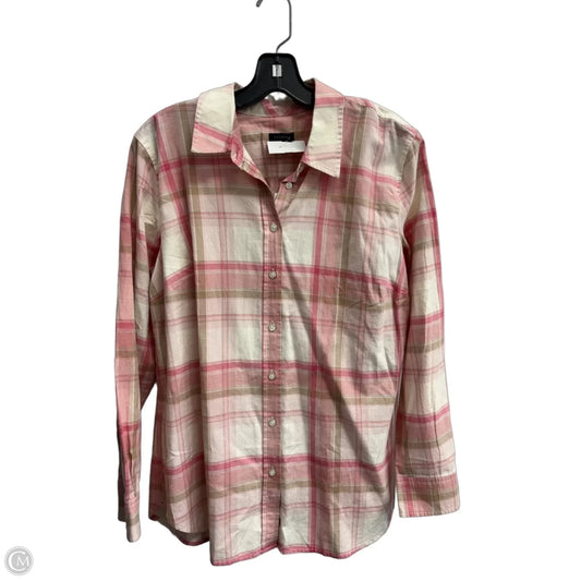 Top Long Sleeve By Talbots In Plaid Pattern, Size: L