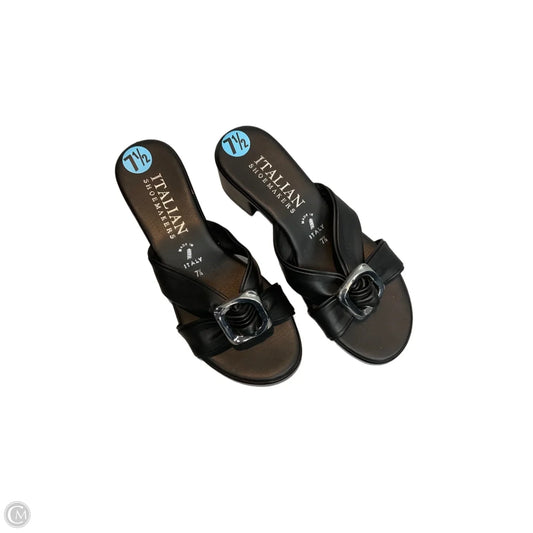 Sandals Heels Block By Italian Shoemakers In Black, Size: 7.5