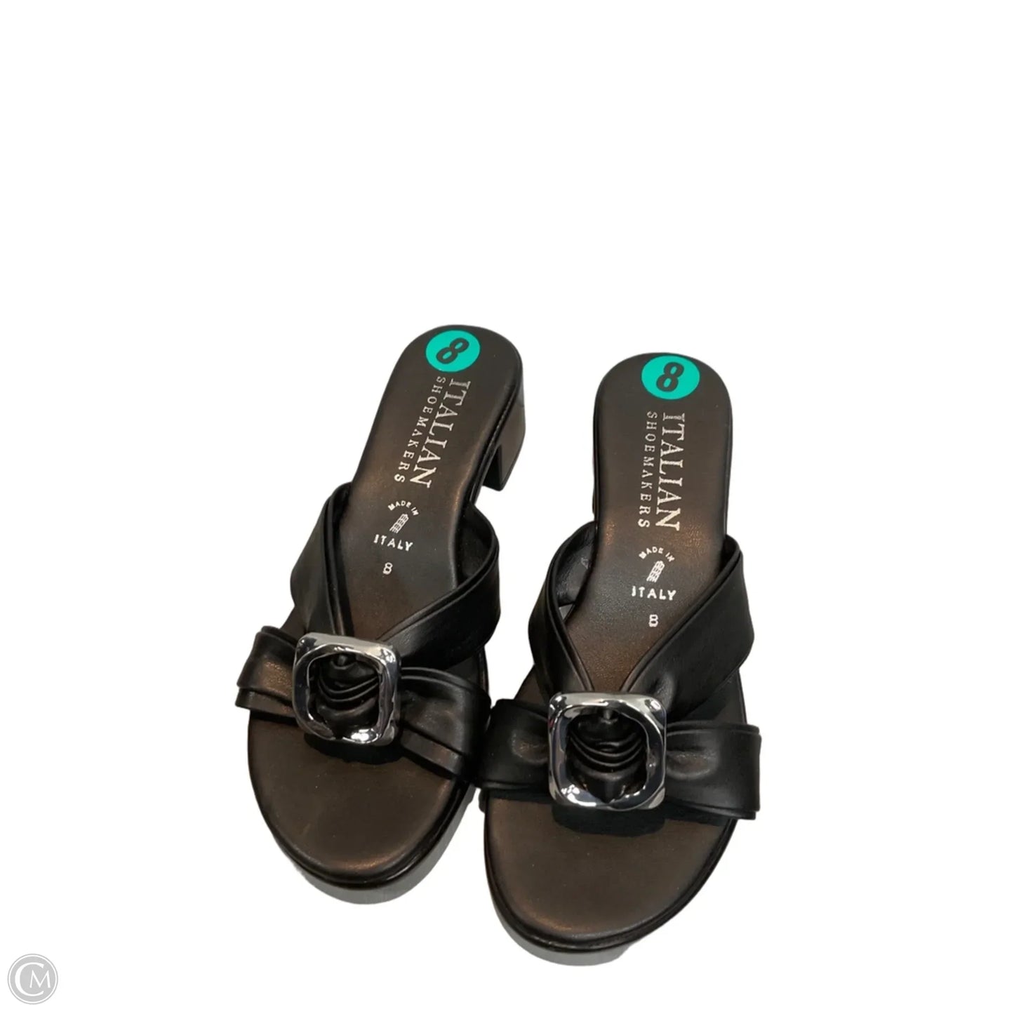 Sandals Heels Block By Italian Shoemakers In Black, Size: 8