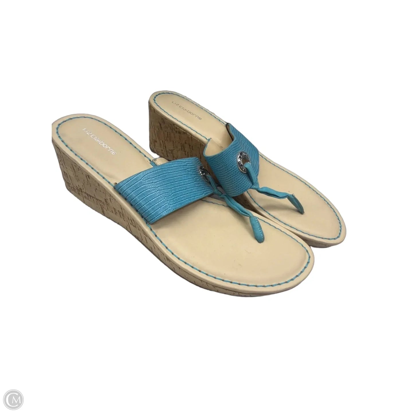 Sandals Heels Wedge By Liz Claiborne In Blue, Size: 10