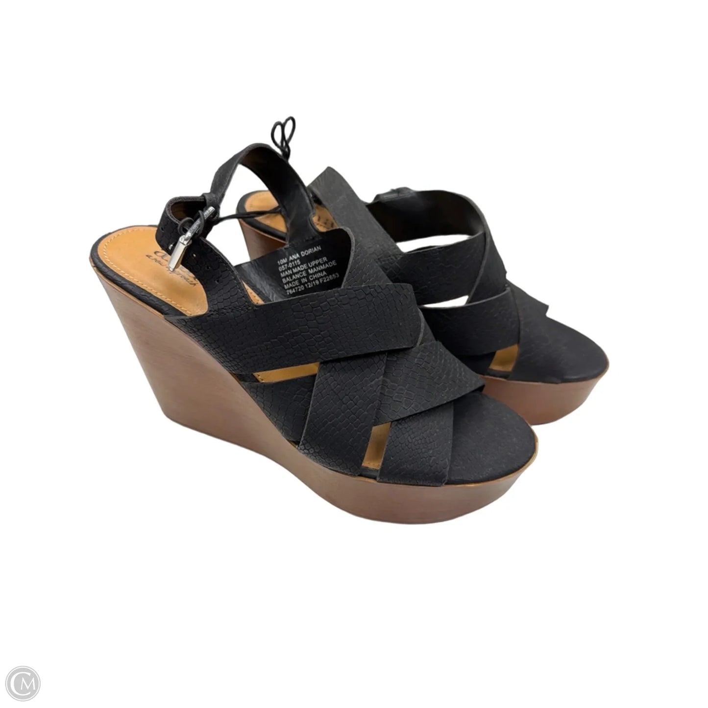 Sandals Heels Wedge By Ana In Black, Size: 10