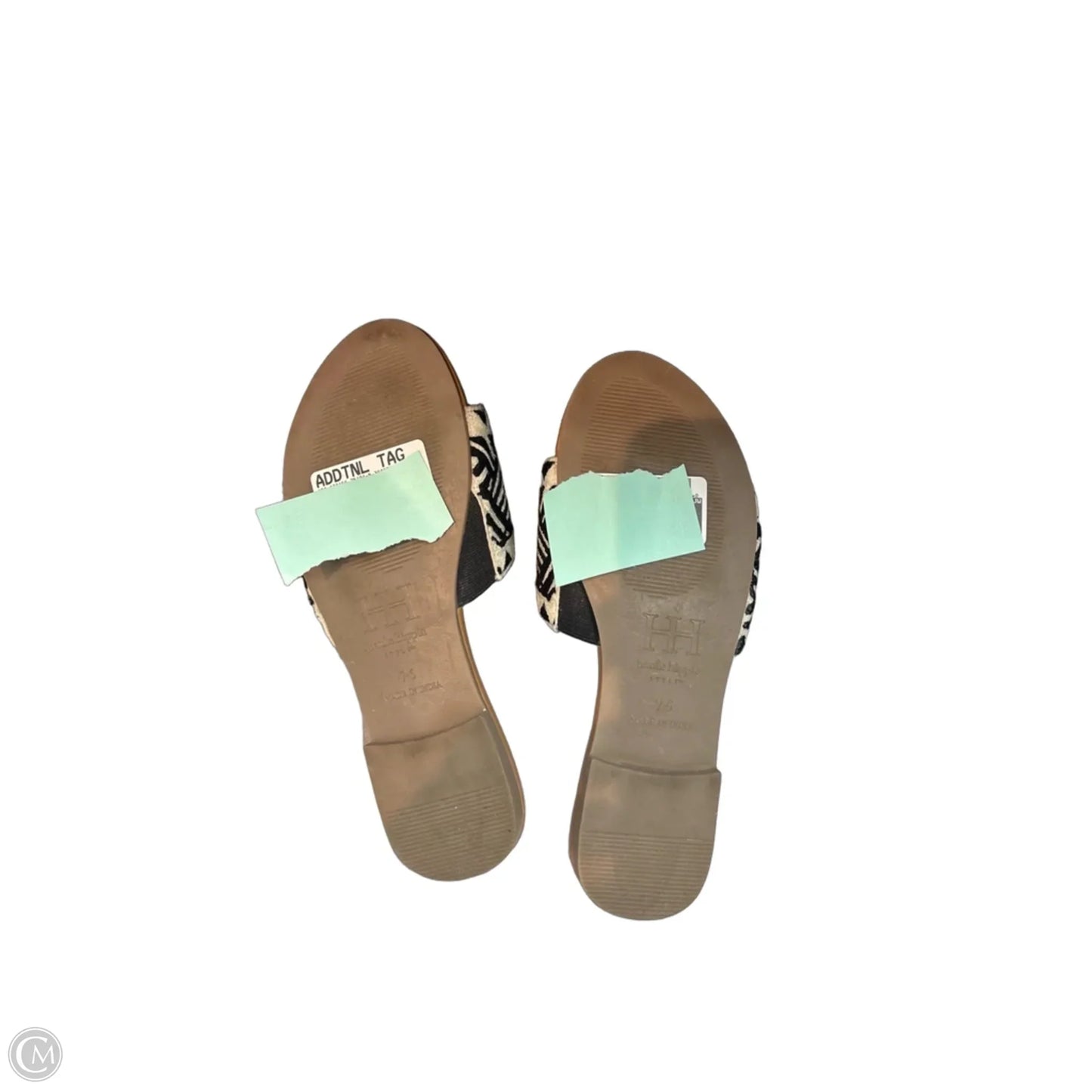 Sandals Flats By Haute Hippie In Black & Cream, Size: 7.5