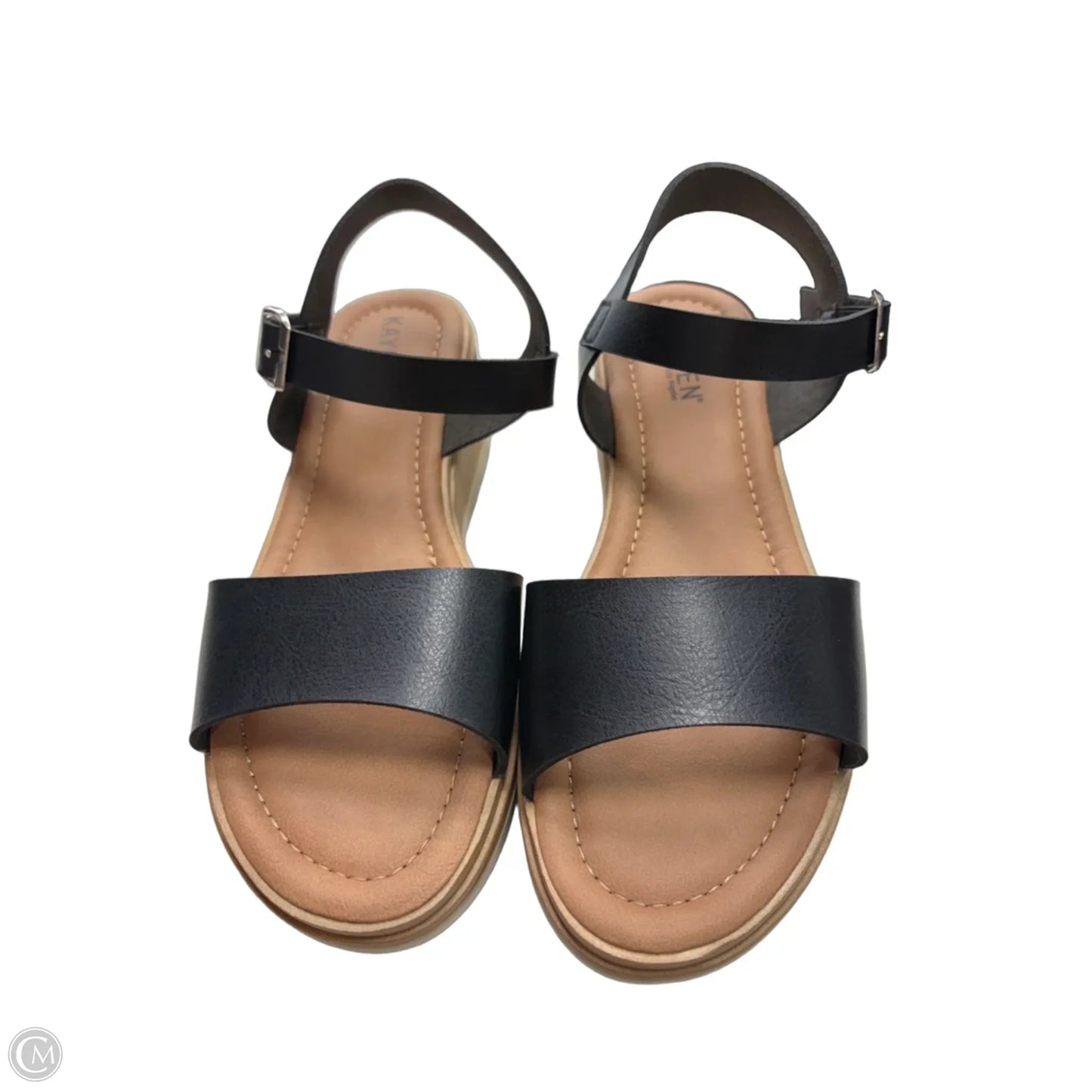 Sandals Heels Wedge By Clothes Mentor In Black, Size: 7.5