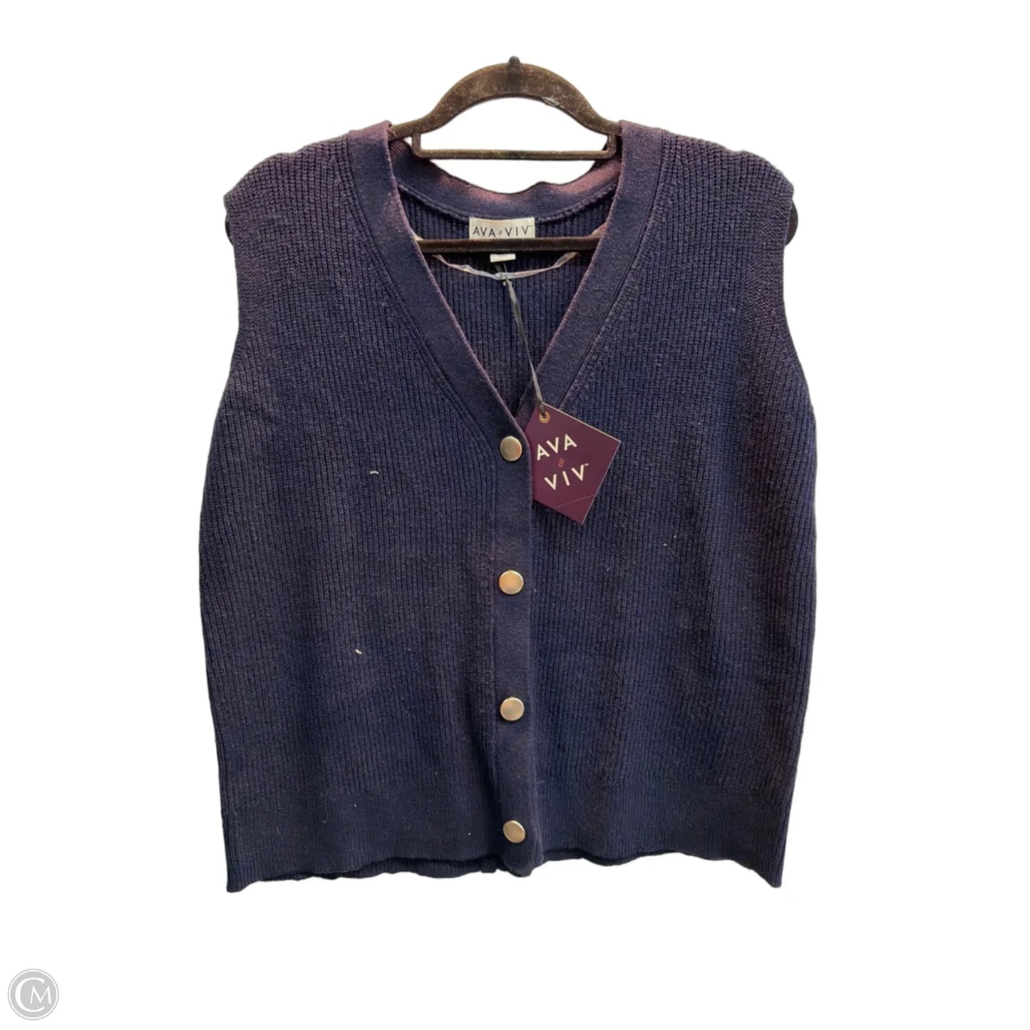 Vest Sweater By Ava & Viv In Navy, Size: 1x