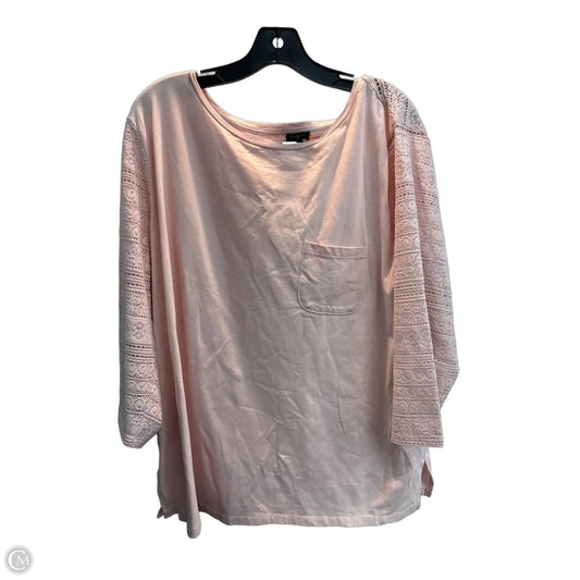 Top 3/4 Sleeve By Talbots In Pink, Size: 3x