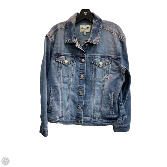 Jacket Denim By Seven 7 In Blue, Size: L