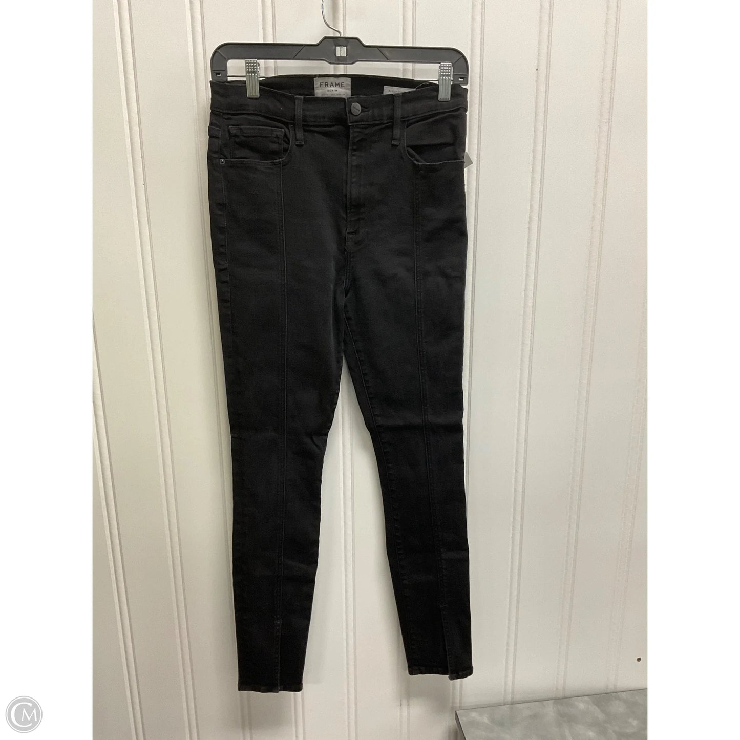 Jeans Skinny By Frame In Black Denim, Size: 10