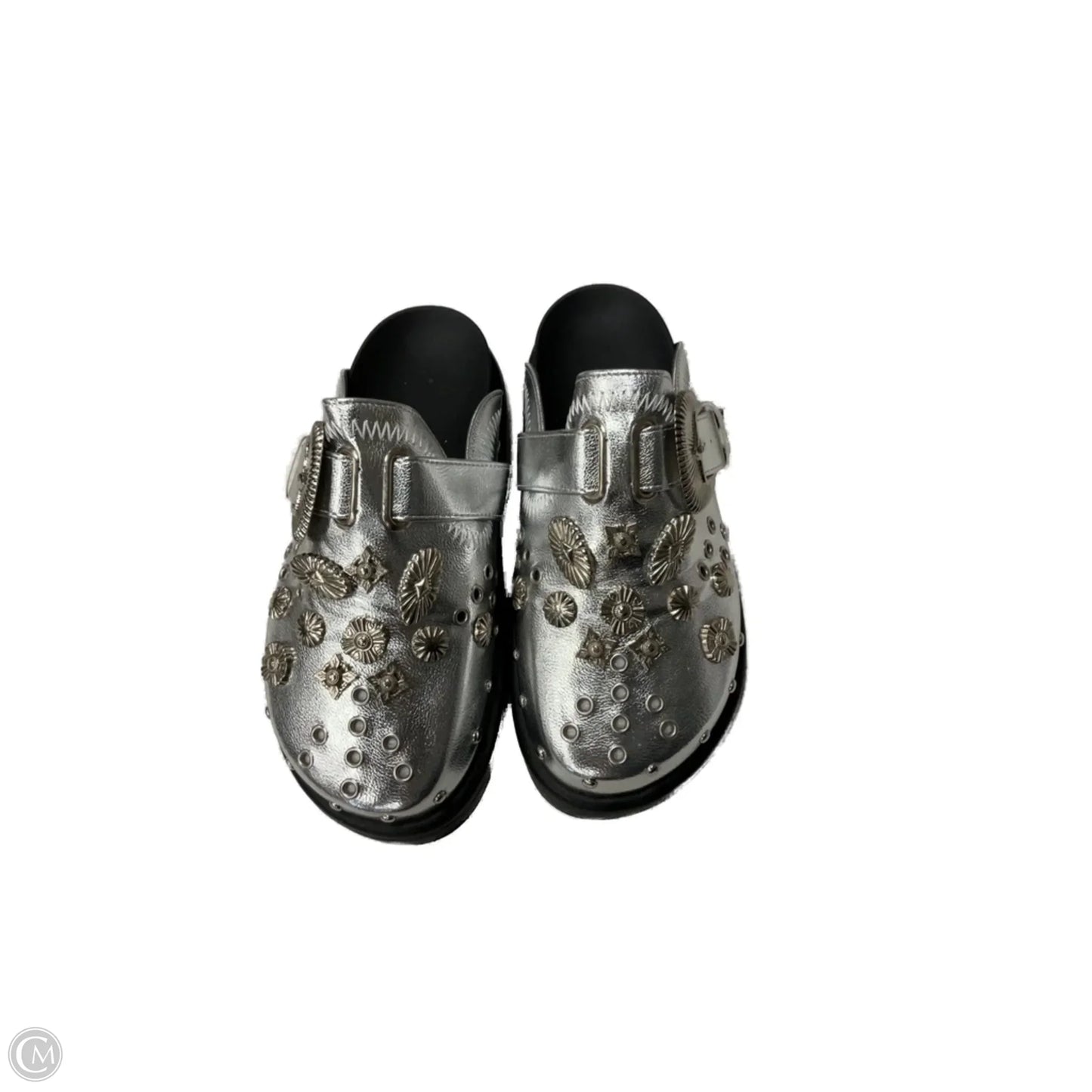 Shoes Flats By Clothes Mentor In Black & Silver, Size: 6.5