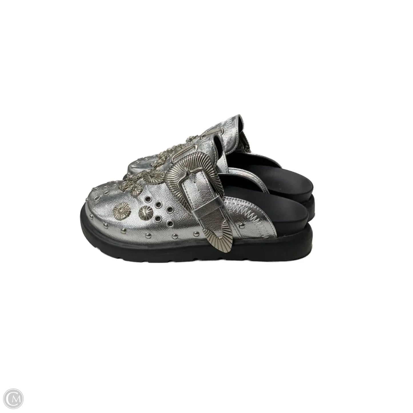 Shoes Flats By Clothes Mentor In Black & Silver, Size: 6.5
