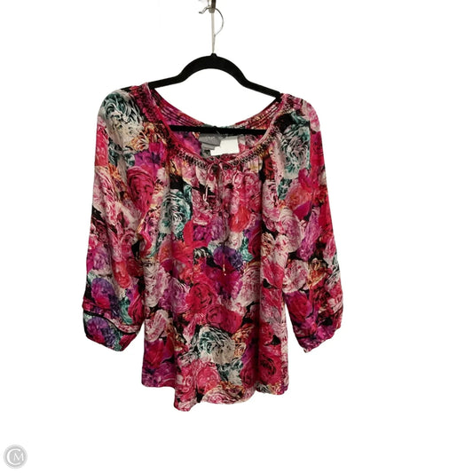 Blouse Long Sleeve By Anthropologie In Floral Print, Size: M