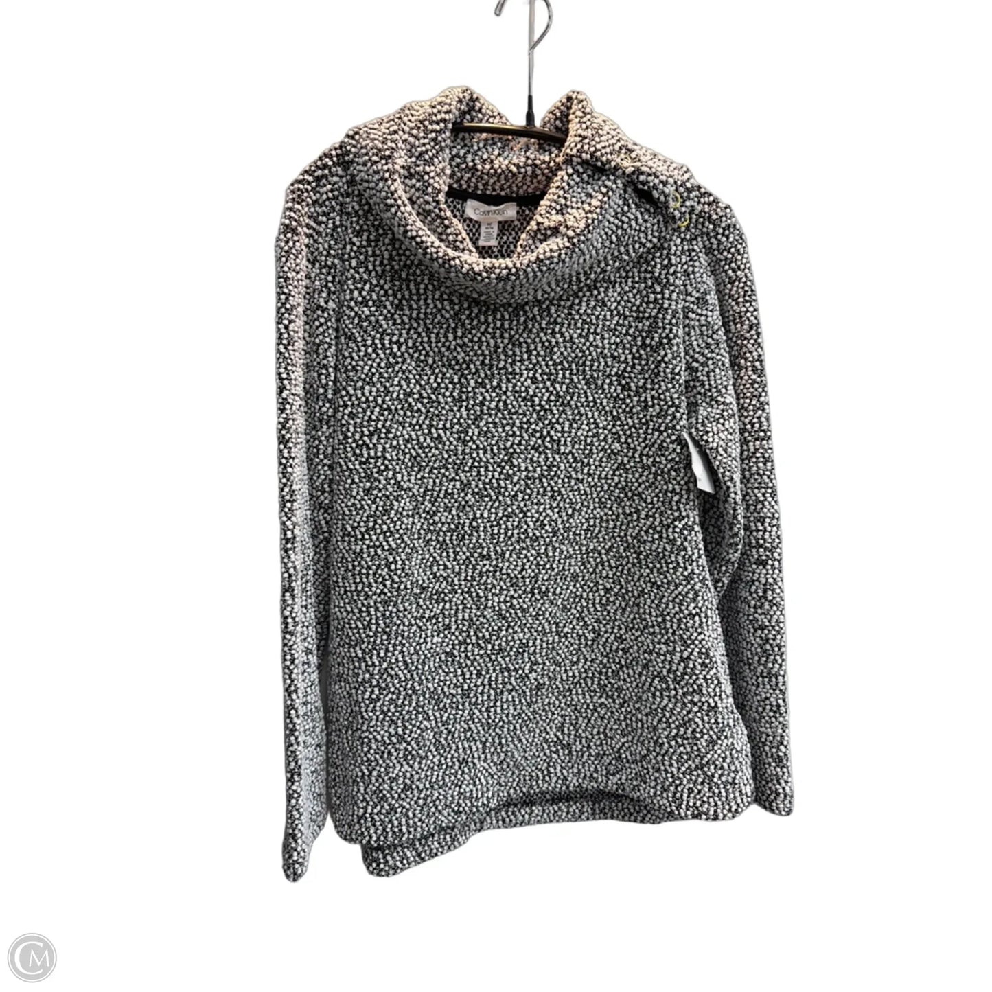 Sweatshirt Collar By Calvin Klein In Black & White, Size: M