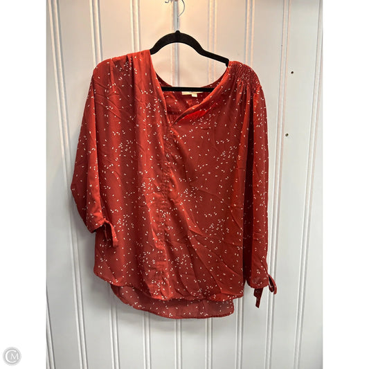 Blouse Long Sleeve By Clothes Mentor In Red & White, Size: Xxl