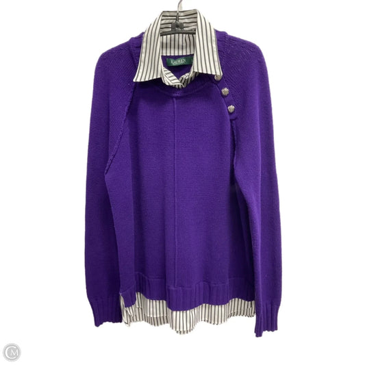 Sweater By Lauren By Ralph Lauren In Purple, Size: L