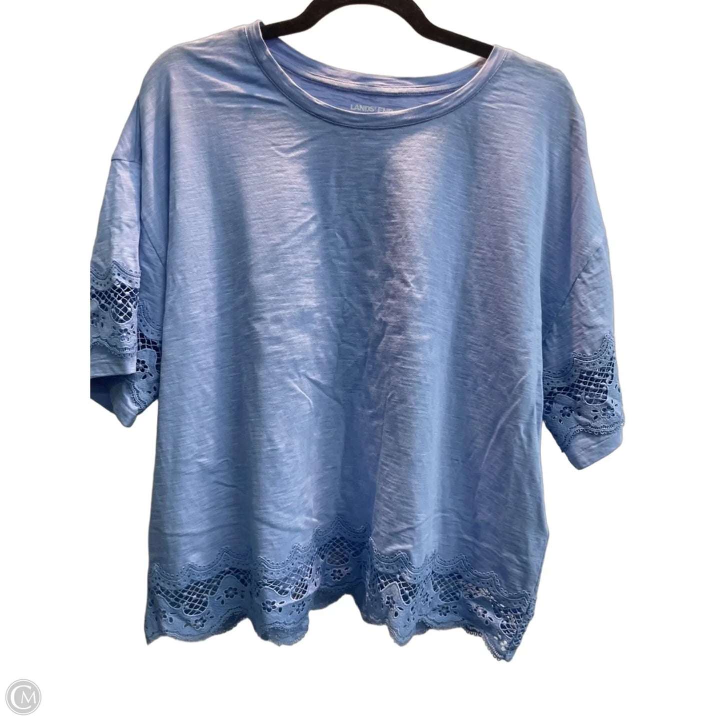Top Short Sleeve By Lands End In Blue, Size: L