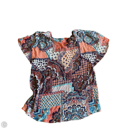 Top Short Sleeve By Chicos In Paisley Print, Size: L