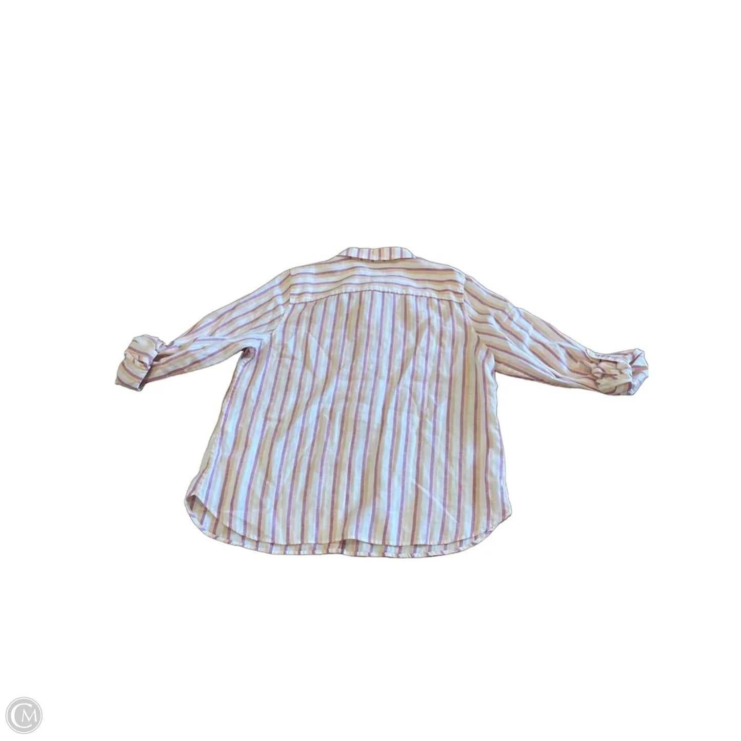 Blouse Long Sleeve By Chicos In Striped Pattern, Size: L
