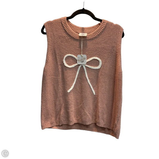 Vest Sweater By Clothes Mentor In Peach, Size: L
