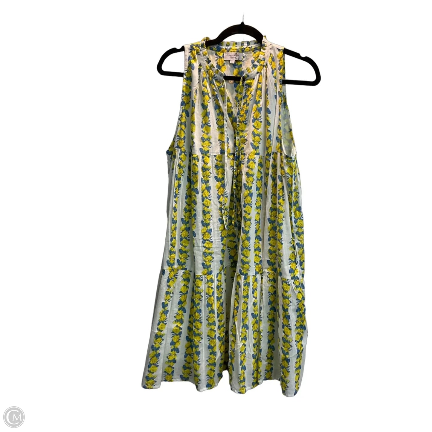 Dress Casual Midi By Clothes Mentor In Blue & Yellow, Size: L