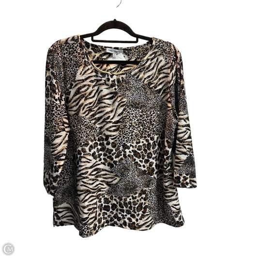 Top 3/4 Sleeve Basic By Emily Daniels In Animal Print, Size: Xl