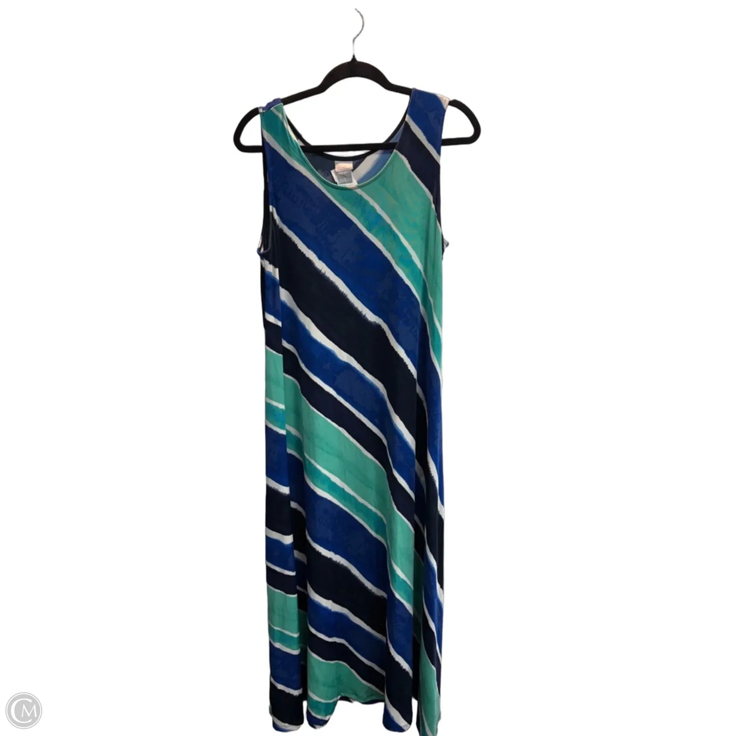 Dress Casual Maxi By Chicos In Blue & Green, Size: L