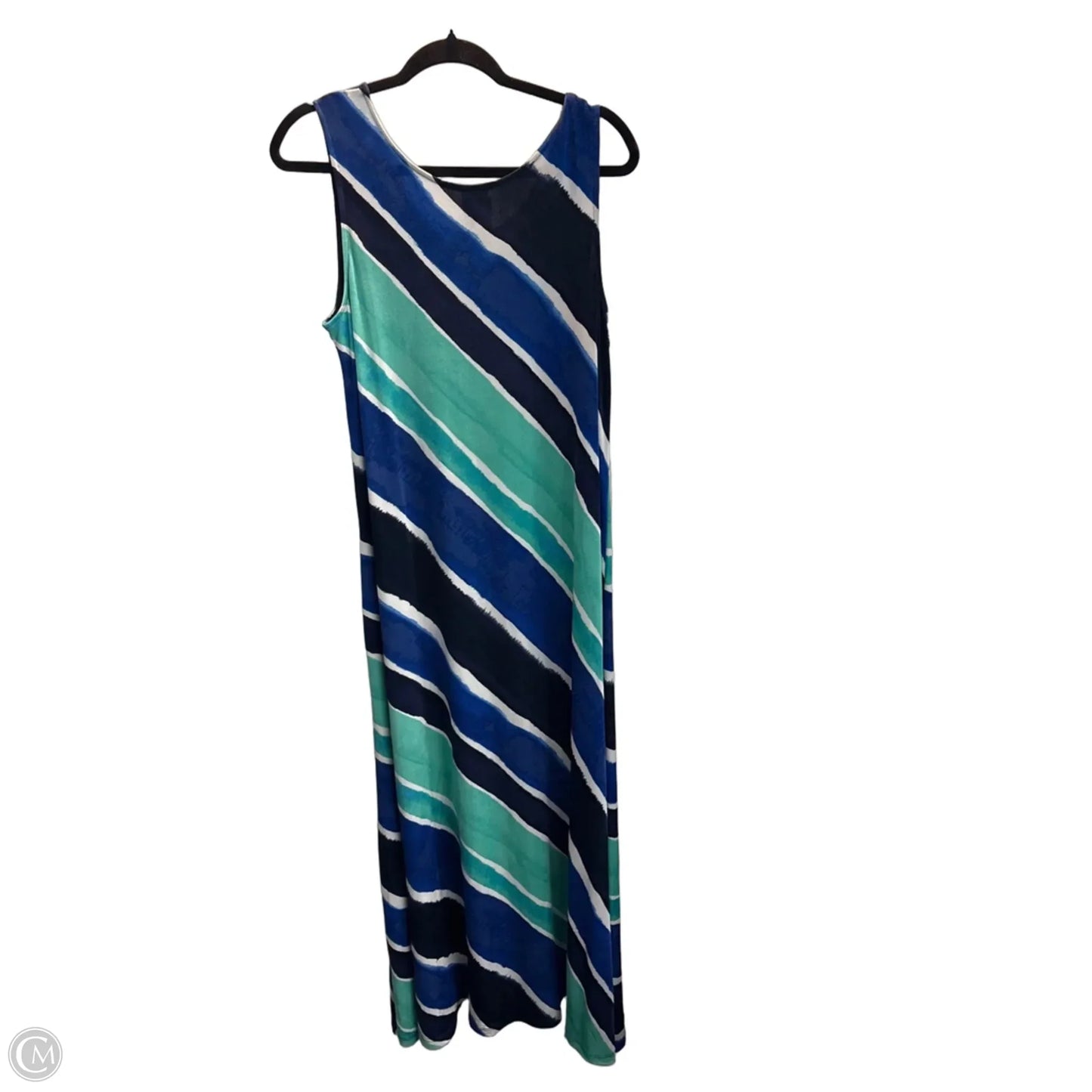 Dress Casual Maxi By Chicos In Blue & Green, Size: L