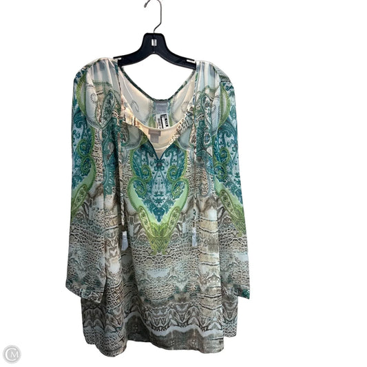 Top Long Sleeve By Chicos In Blue & Green, Size: Xl