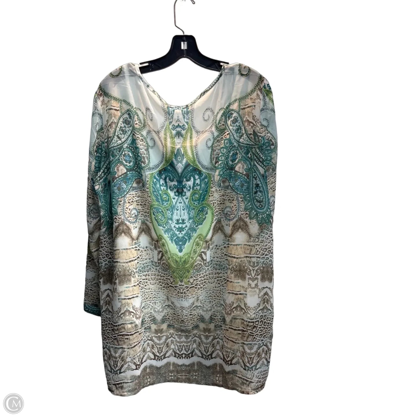 Top Long Sleeve By Chicos In Blue & Green, Size: Xl