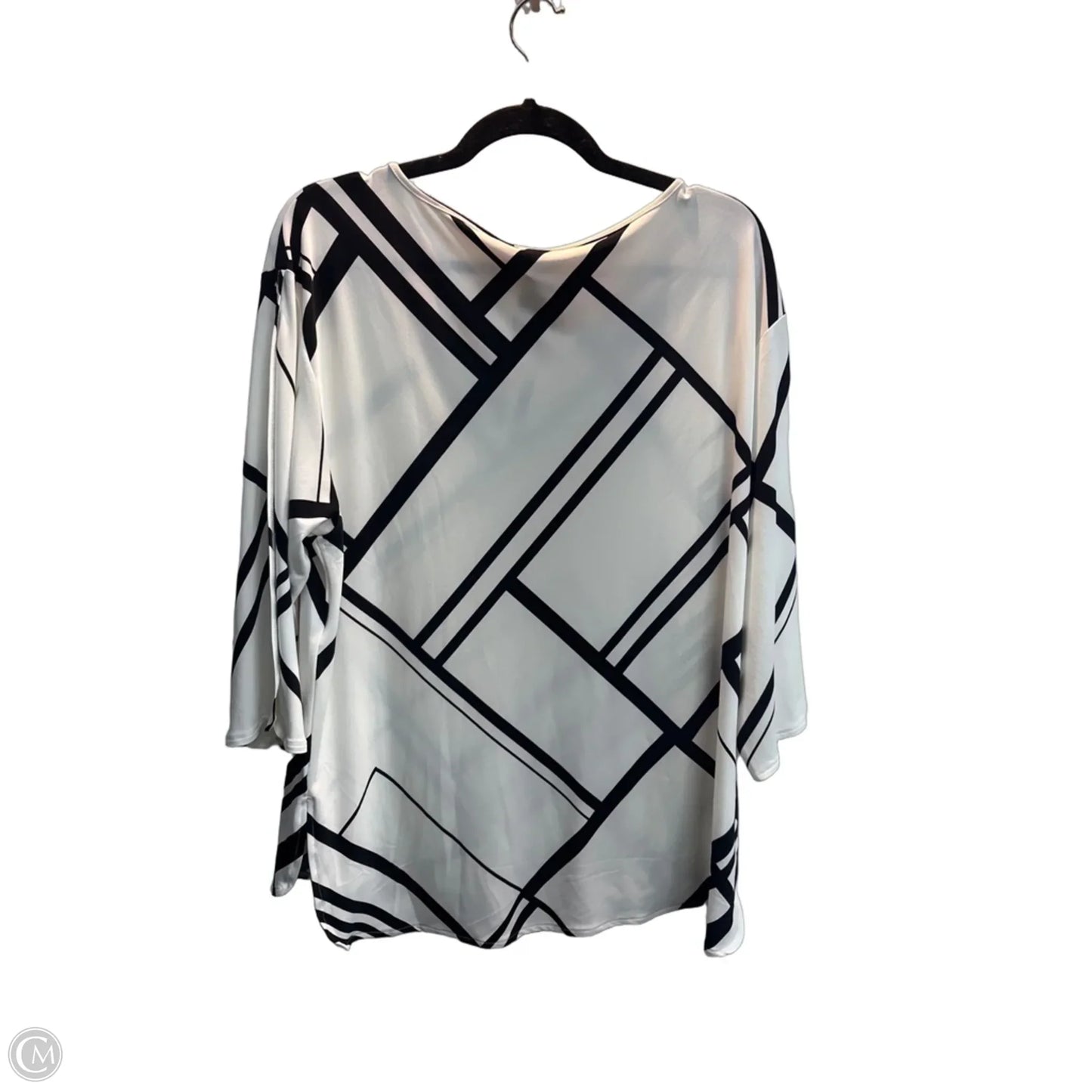 Top 3/4 Sleeve By Chicos In Black & White, Size: L