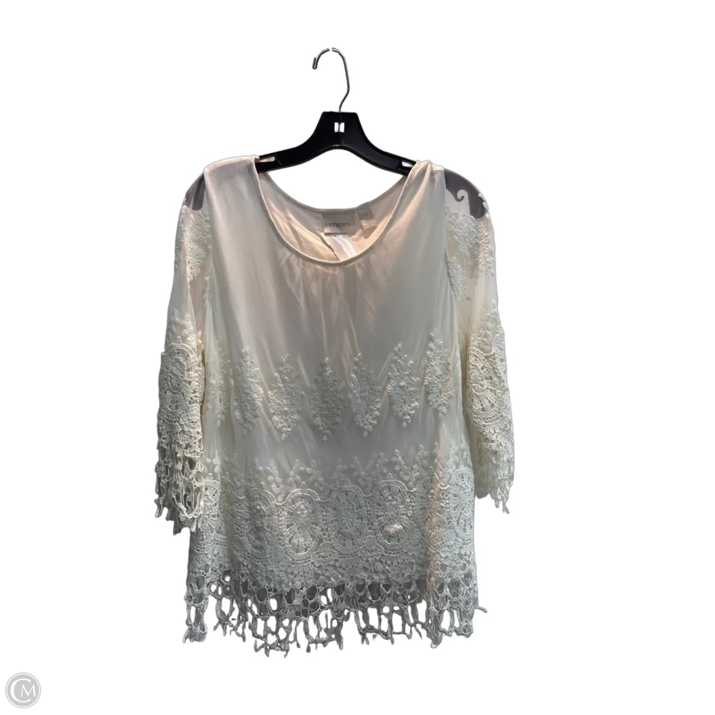 Top 3/4 Sleeve By Chicos In Cream, Size: M