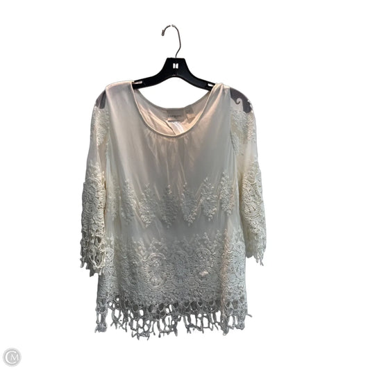 Top 3/4 Sleeve By Chicos In Cream, Size: M