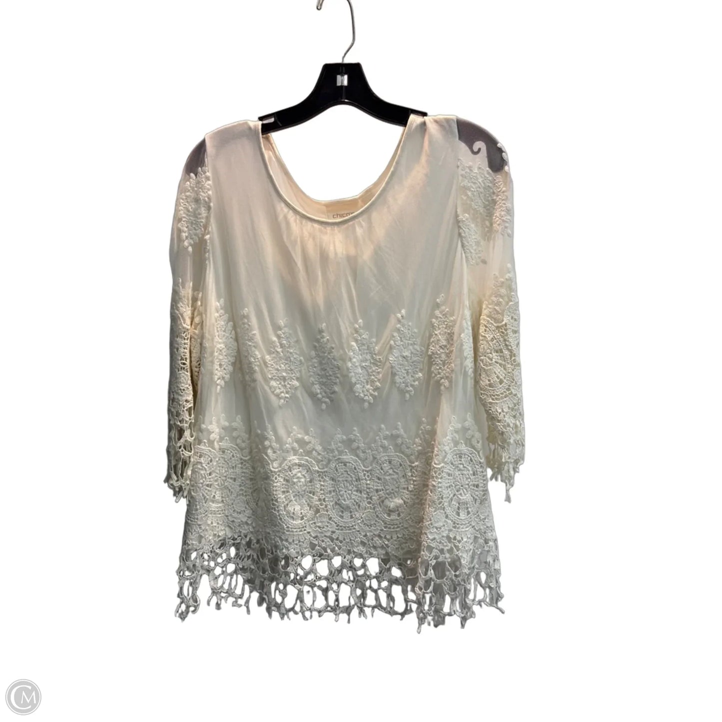 Top 3/4 Sleeve By Chicos In Cream, Size: M