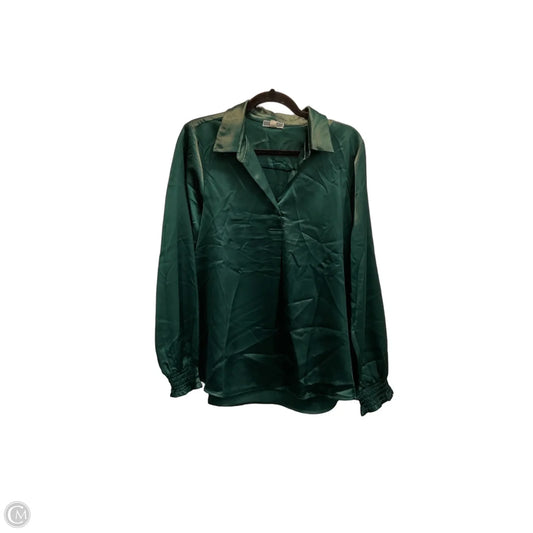 Blouse Long Sleeve By Pleione In Green, Size: L