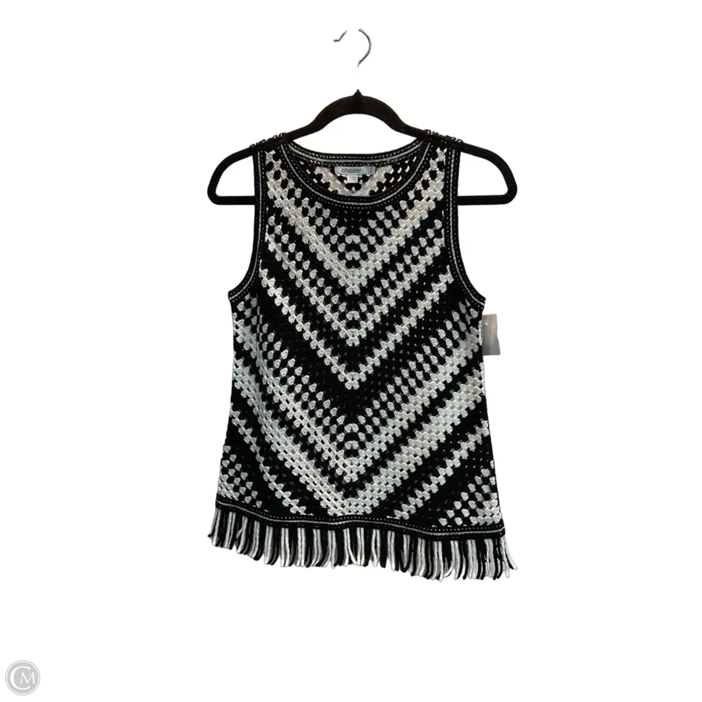 Top Sleeveless By Chicos In Black & Cream, Size: Xs